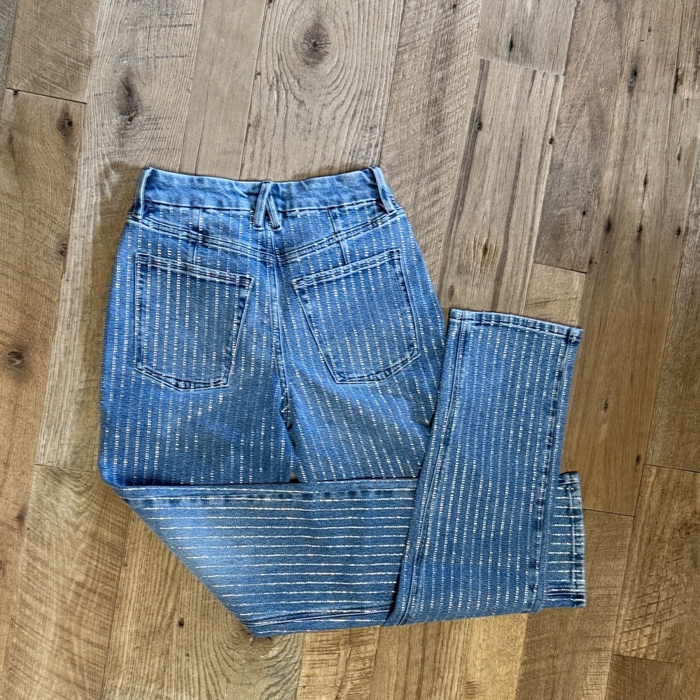 Crystal Pinstripe Wide Leg Jeans